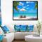 Designart - Turquoise Beach with Chairs - Seashore Photo Framed Canvas Print